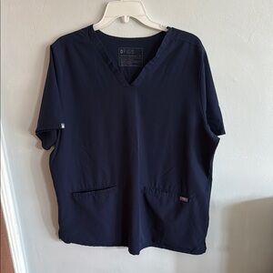 Figs Technical Collection Size XL Navy Blue V-Neck Scrub Top